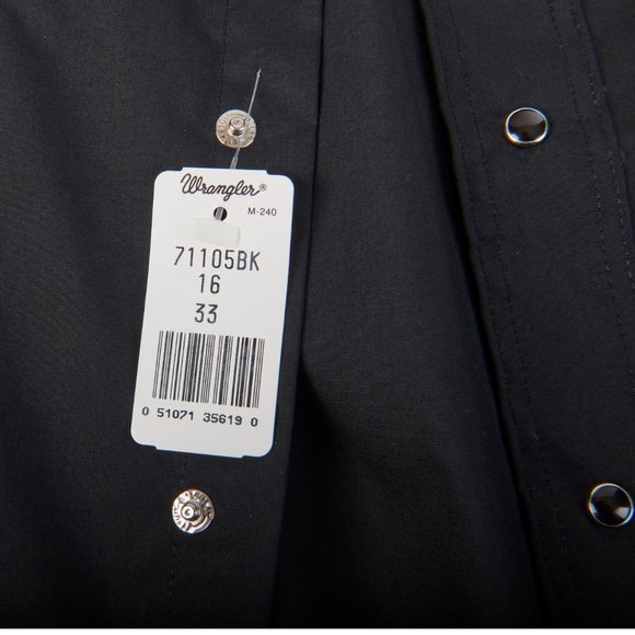 Wrangler Men's 16 x 33 Men's fitted Black Snap Western Cowboy Shirt NWT NEW!!! - Picture 10 of 15